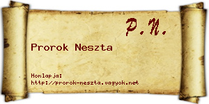 Prorok Neszta névjegykártya